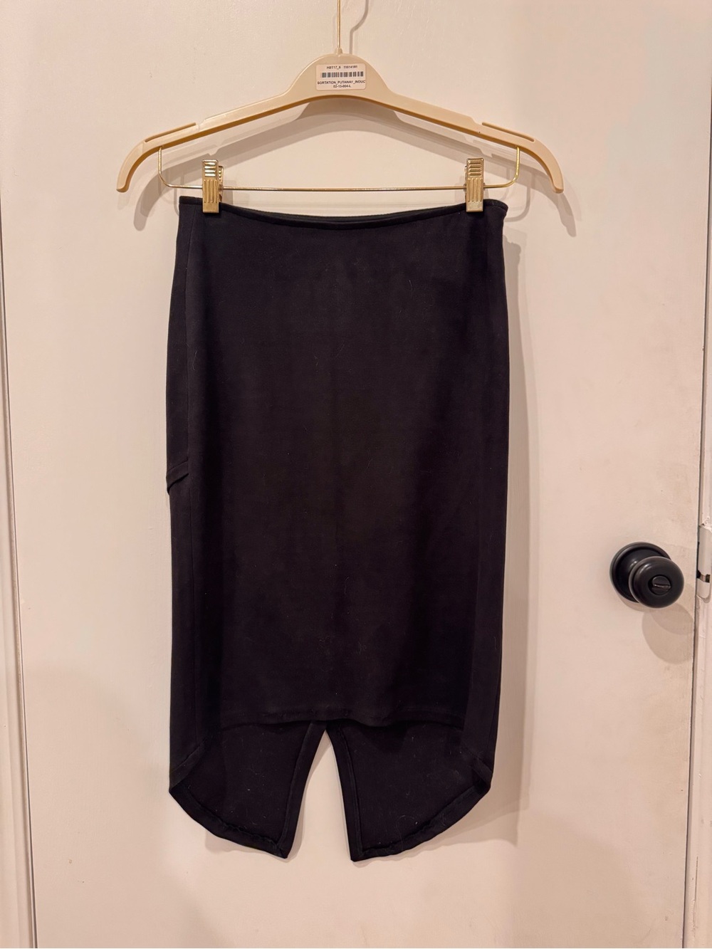 Level 99 Black Faux Suede Asymmetrical Midi Skirt Size 25